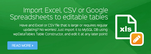 Import Excel or CSV files to Editable WordPress Tables Import Excel or CSV files to Editable WordPress Tables