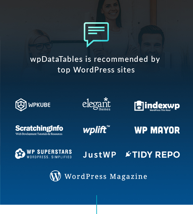 wpDataTables is recommended by top WordPress websites