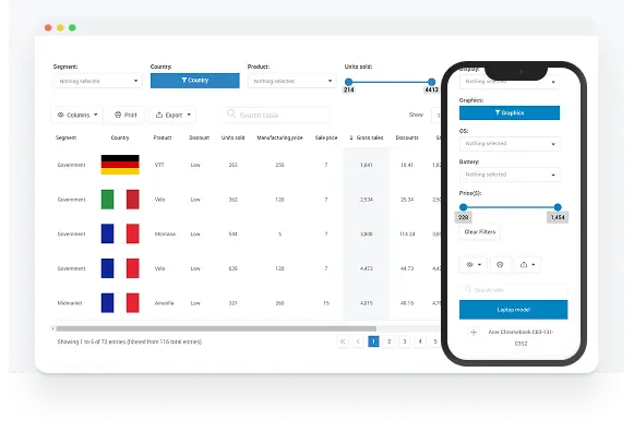 Present data in an interactive table on your website, allowing users to easily find all the information they need