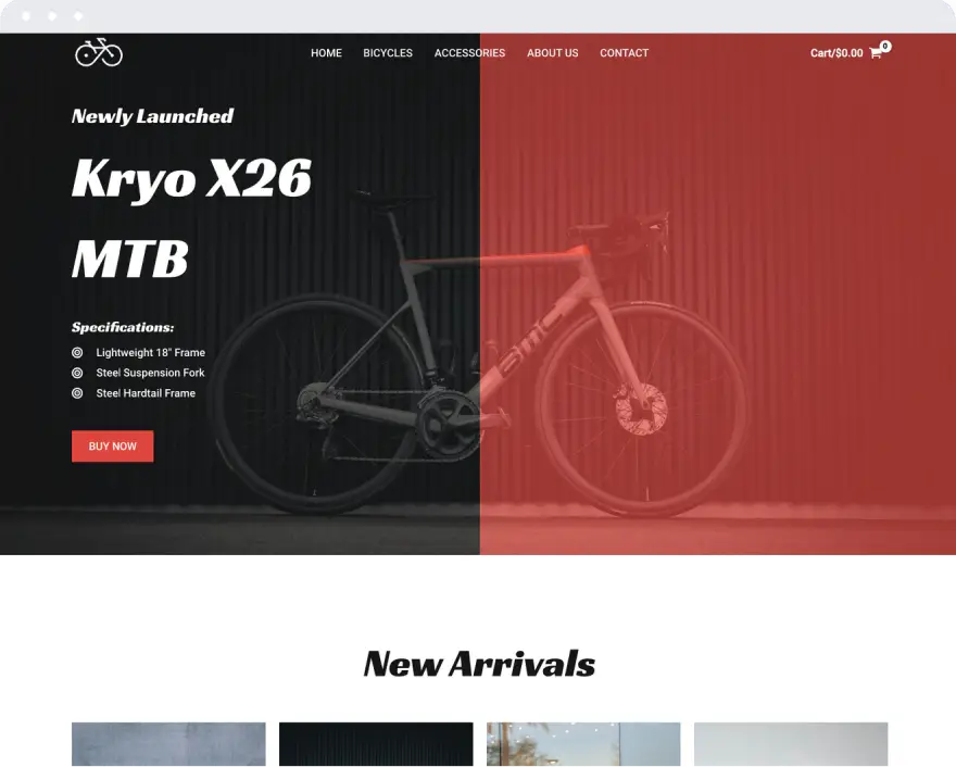 Cycle shop website landing