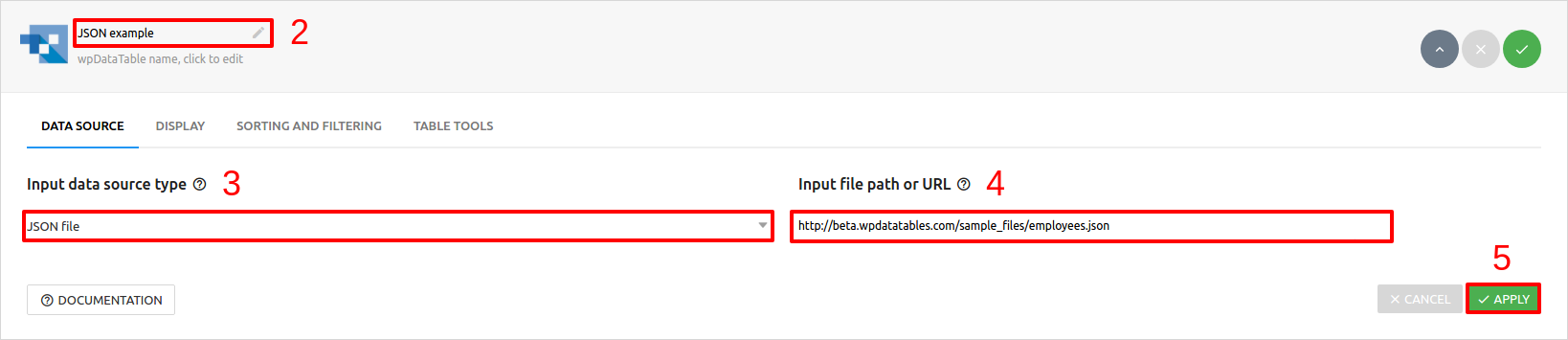 Creating Tables in WordPress from JSON