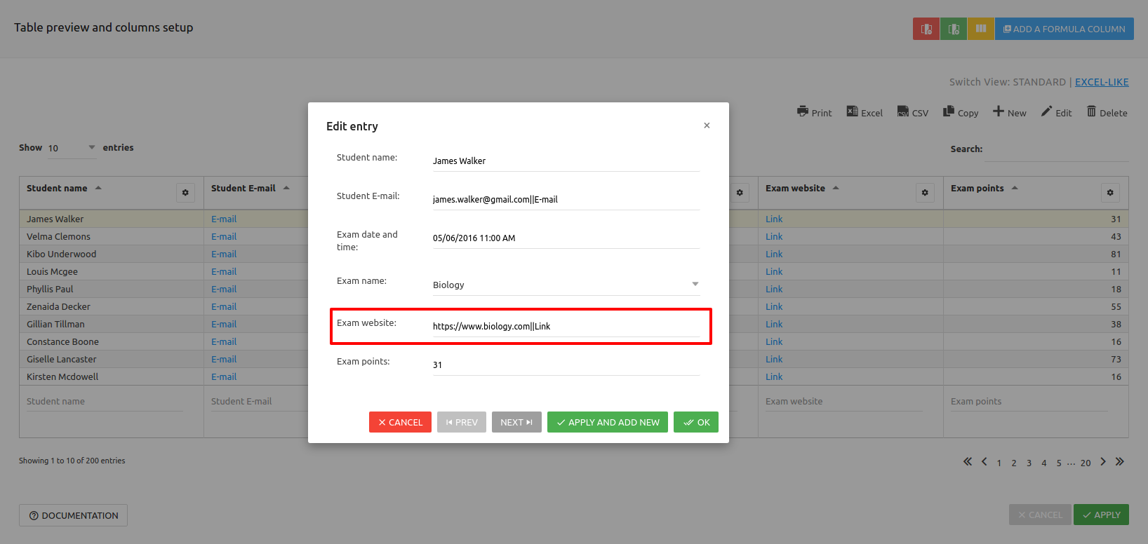 wpDataTables Editor Input Types