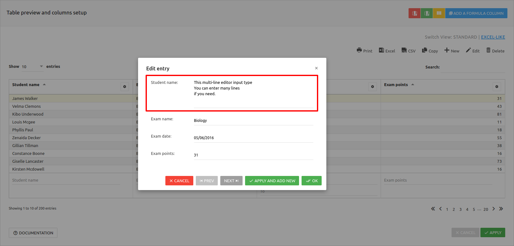 wpDataTables Editor Input Types