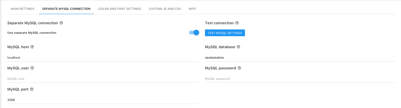 separate mysql connection