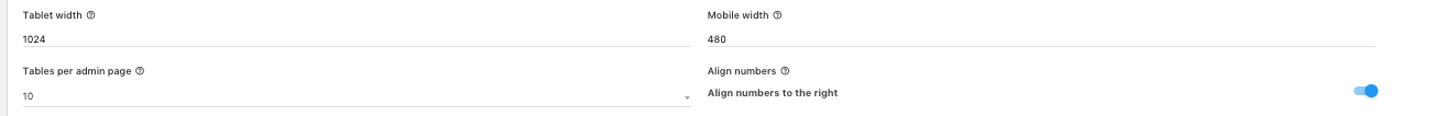 settings main tab tablet width mobile width align number
