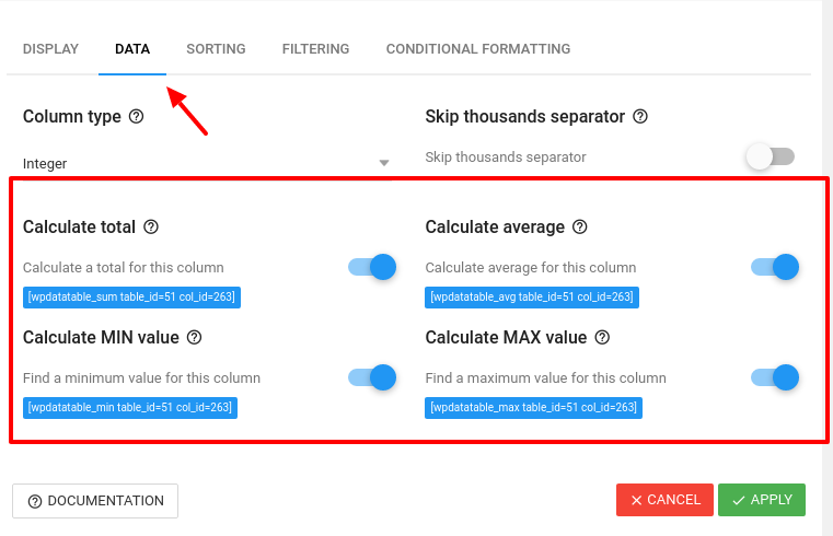 Calculation functions