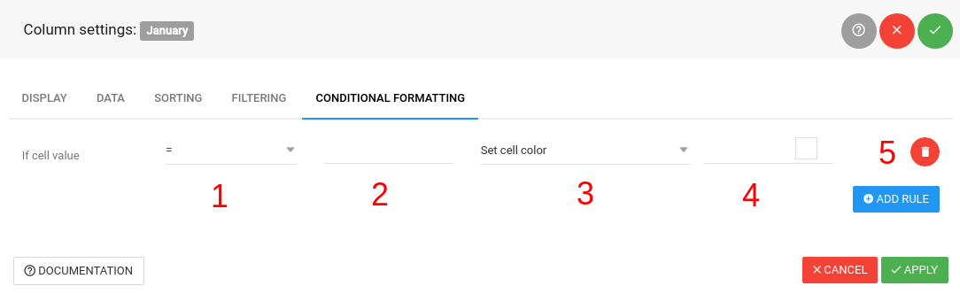 wpDataTables conditional formatting