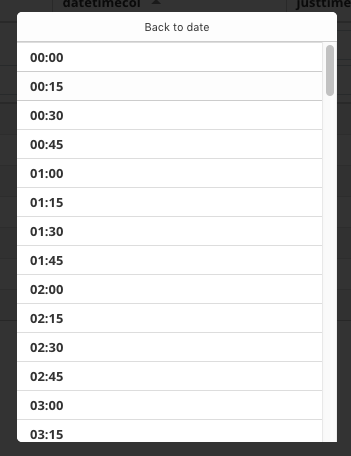 Time Range picking in WordPress Tables