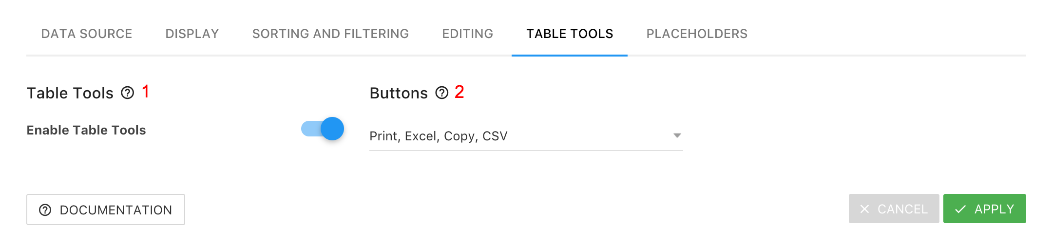 Table Config - Table Tools
