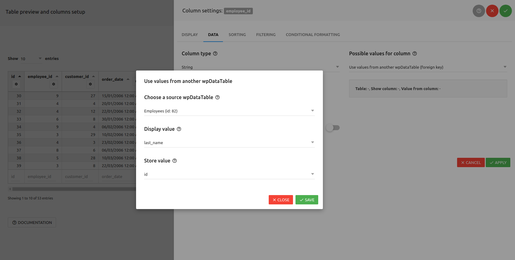 Foreign key Configure relation