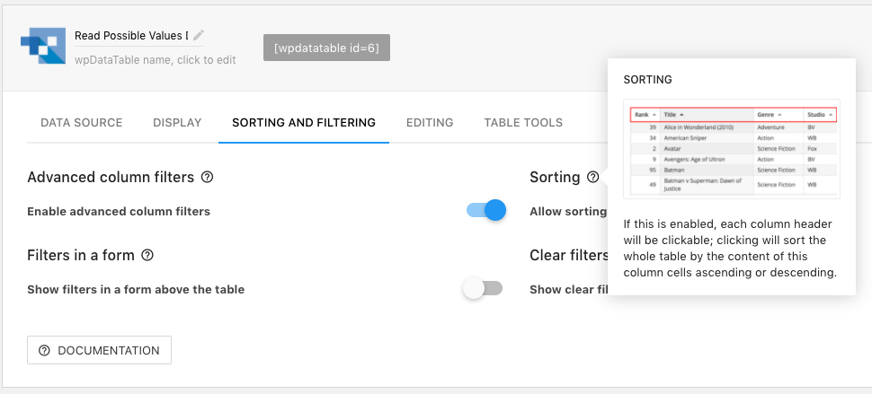 tooltips documentation