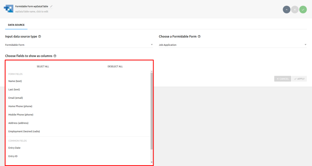 Formidable Forms Integration Wpdatatables Tables And Charts Wordpress Plugin