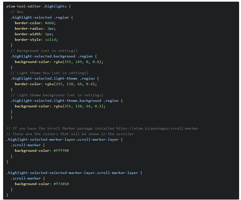 Atom Editor Color Palette
