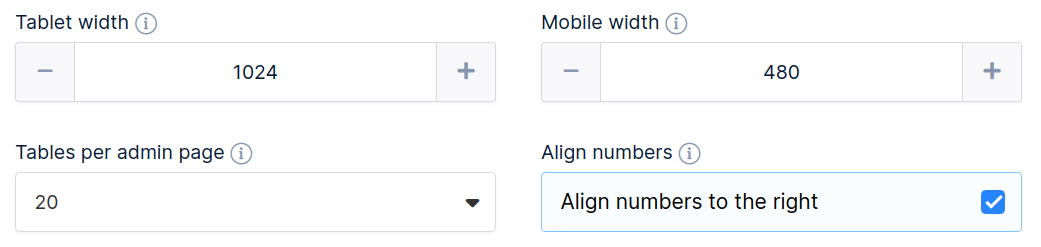 Main settings options three