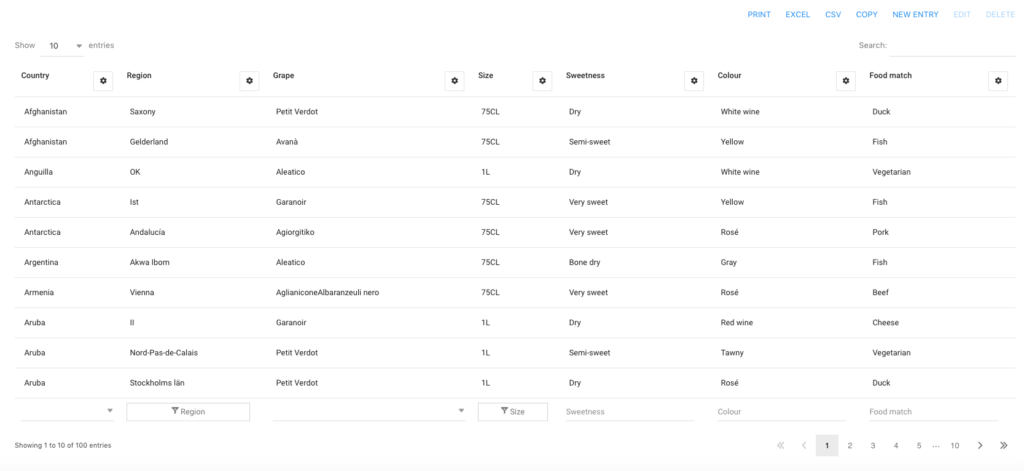 Material skin for WordPress table