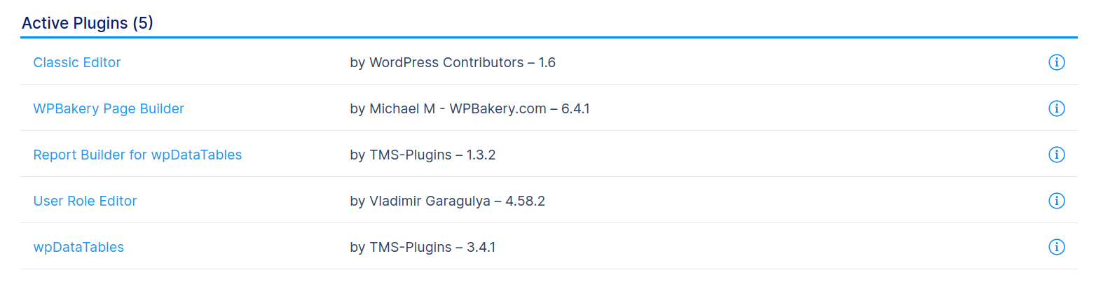 System info about plugins