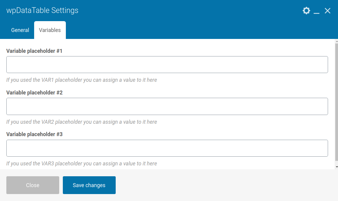 WP Bakery insert placeholders foe wpdatatables