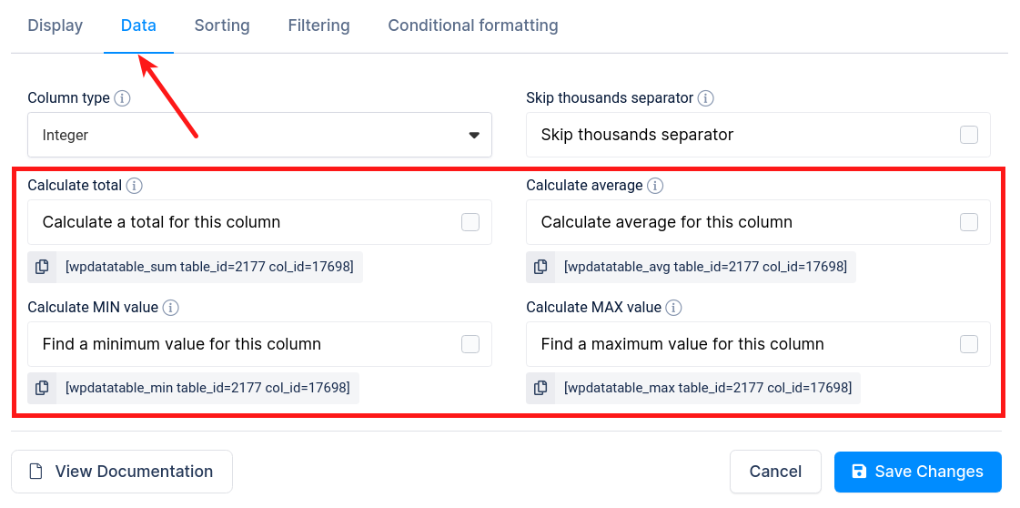 Calculation functions