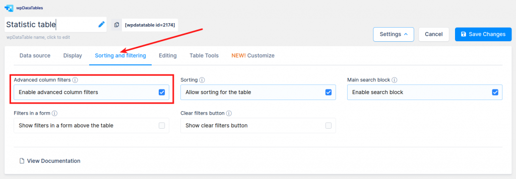 Advanced filtering - wpDataTables - Tables and Charts WordPress Plugin