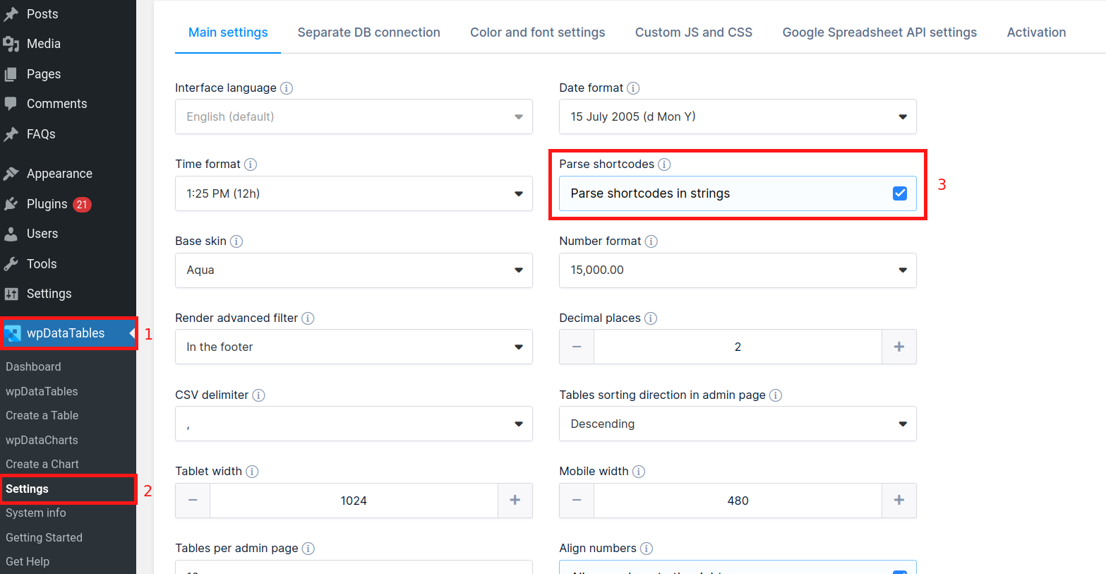 Parse shortcode option