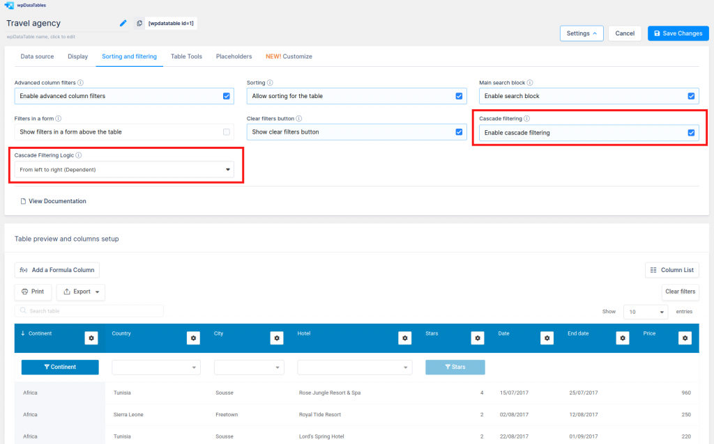 Powerful filtering - wpDataTables - Tables and Charts WordPress Plugin