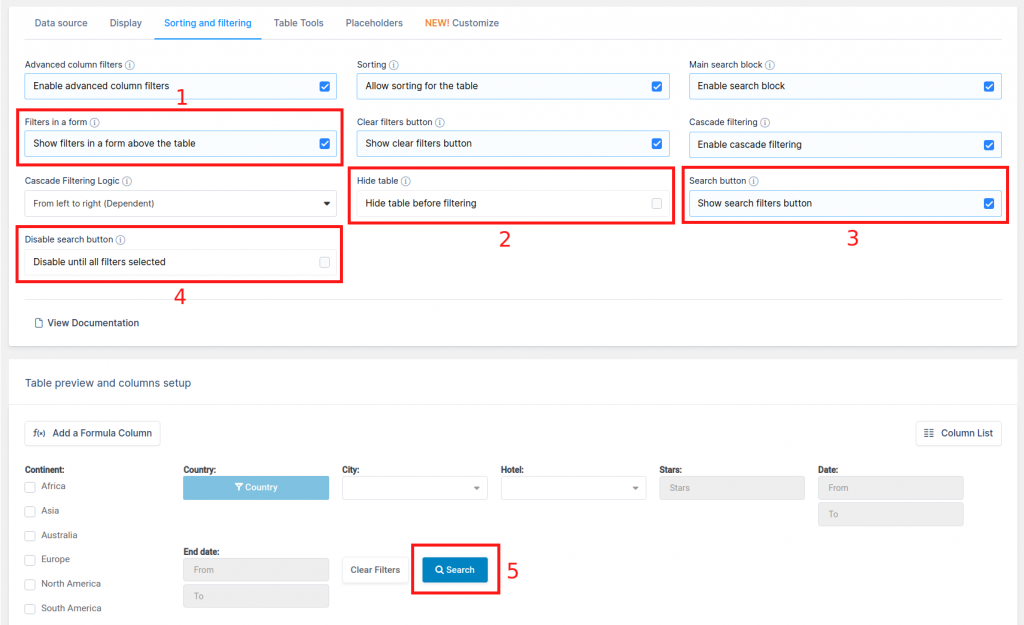 Powerful filtering - wpDataTables - Tables and Charts WordPress Plugin