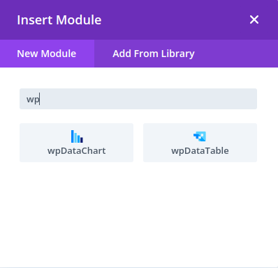 Divi Insert module search wpdatatables
