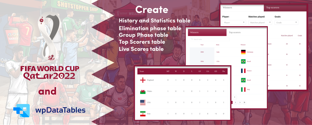 FIFA World Cup 2022 tables created with wpDataTables