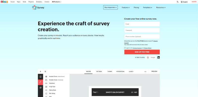 SurveyLegend ®  Survey Fields: Welcome Page