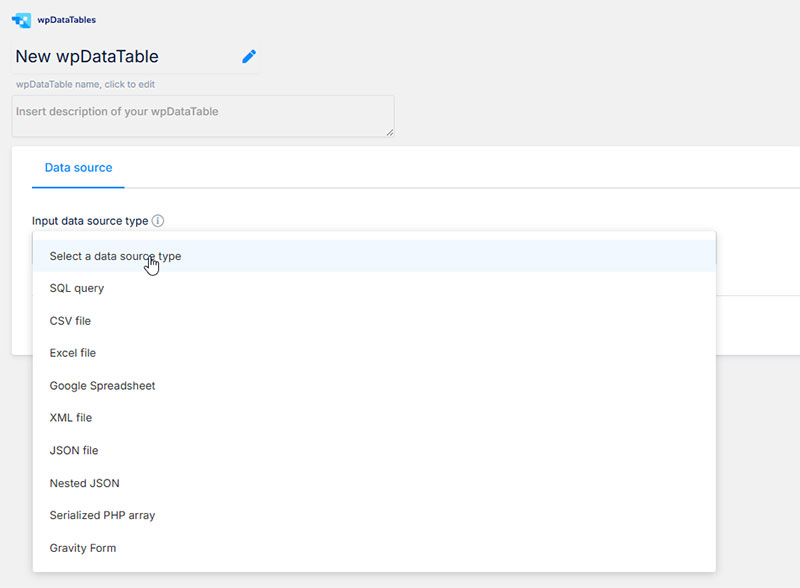 Which File Formats and Data Sources wpDataTables Reads