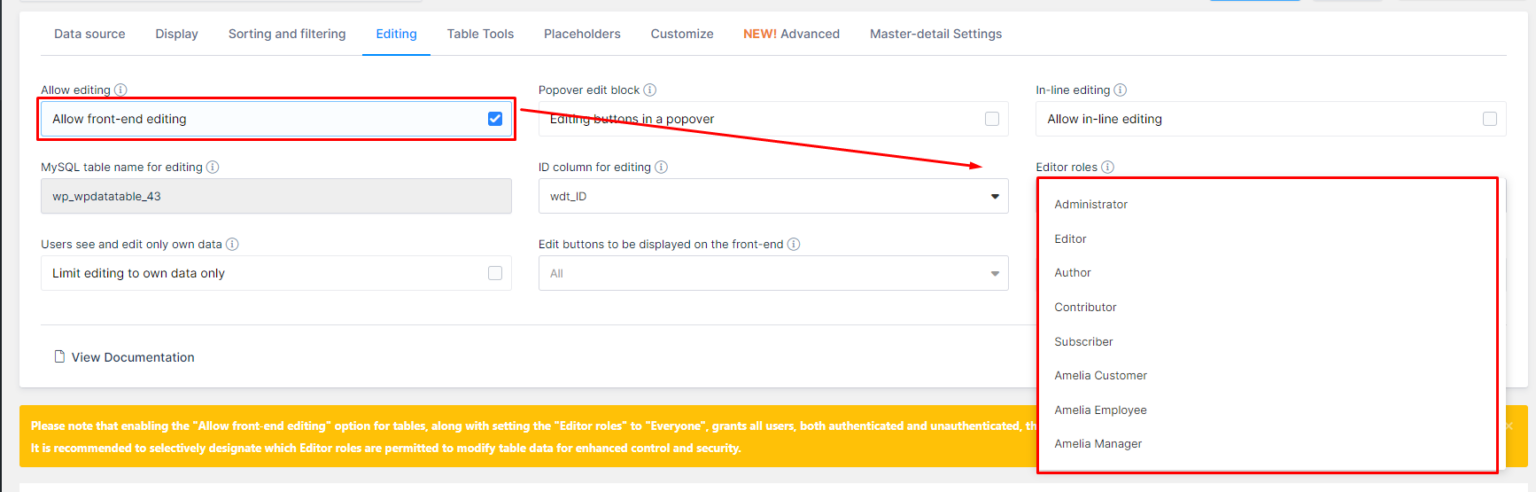 Creating editable tables - wpDataTables - Tables and Charts Plugin