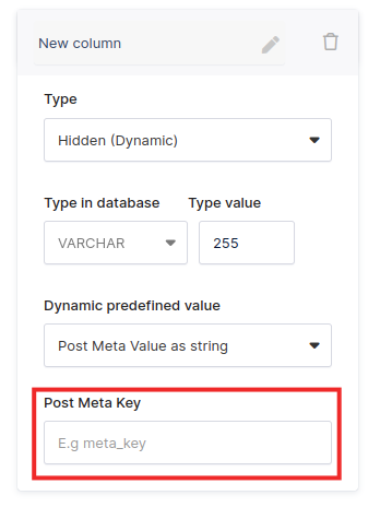 Post Meta key hidden columns