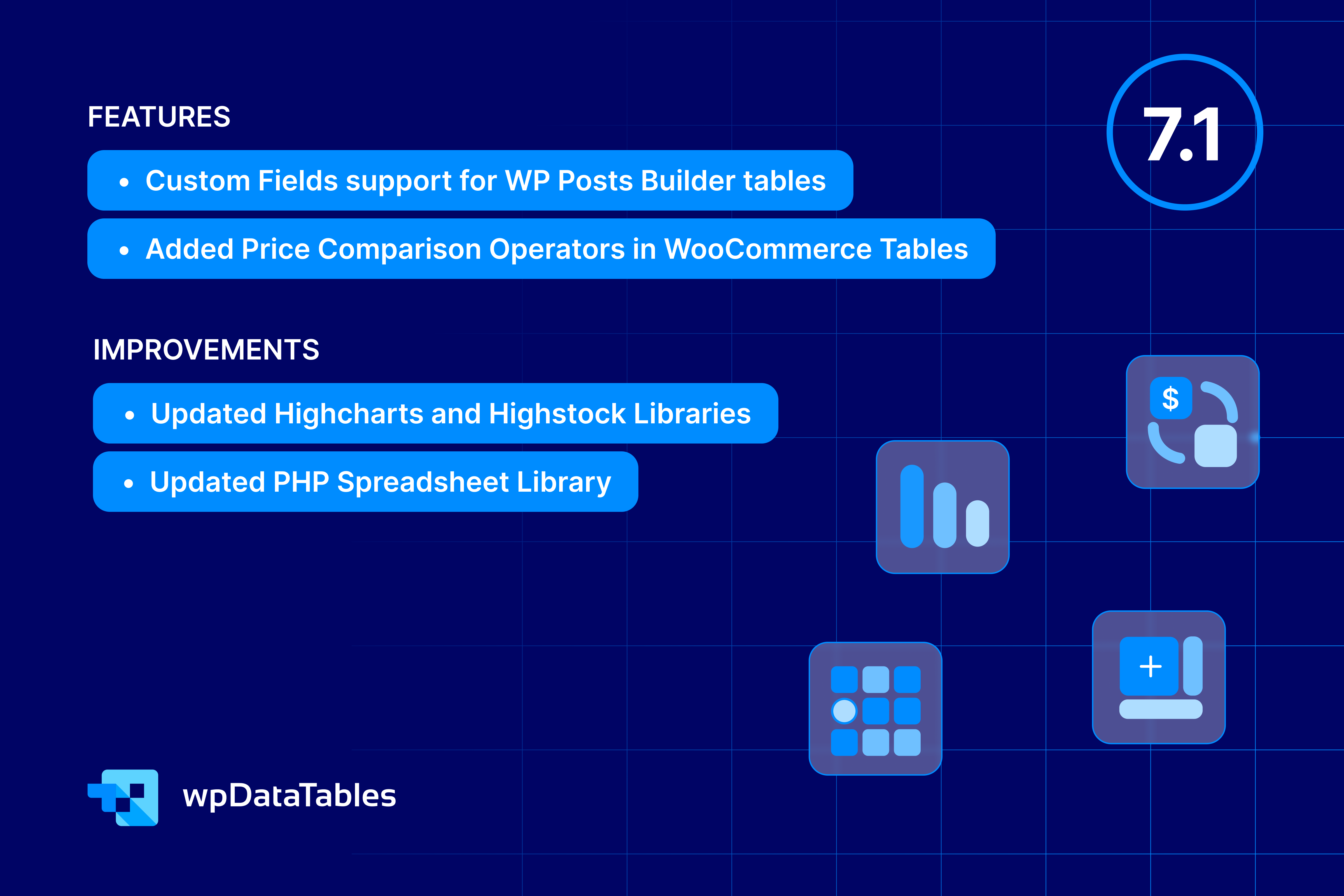 wpdatatables 7.1 release cover image