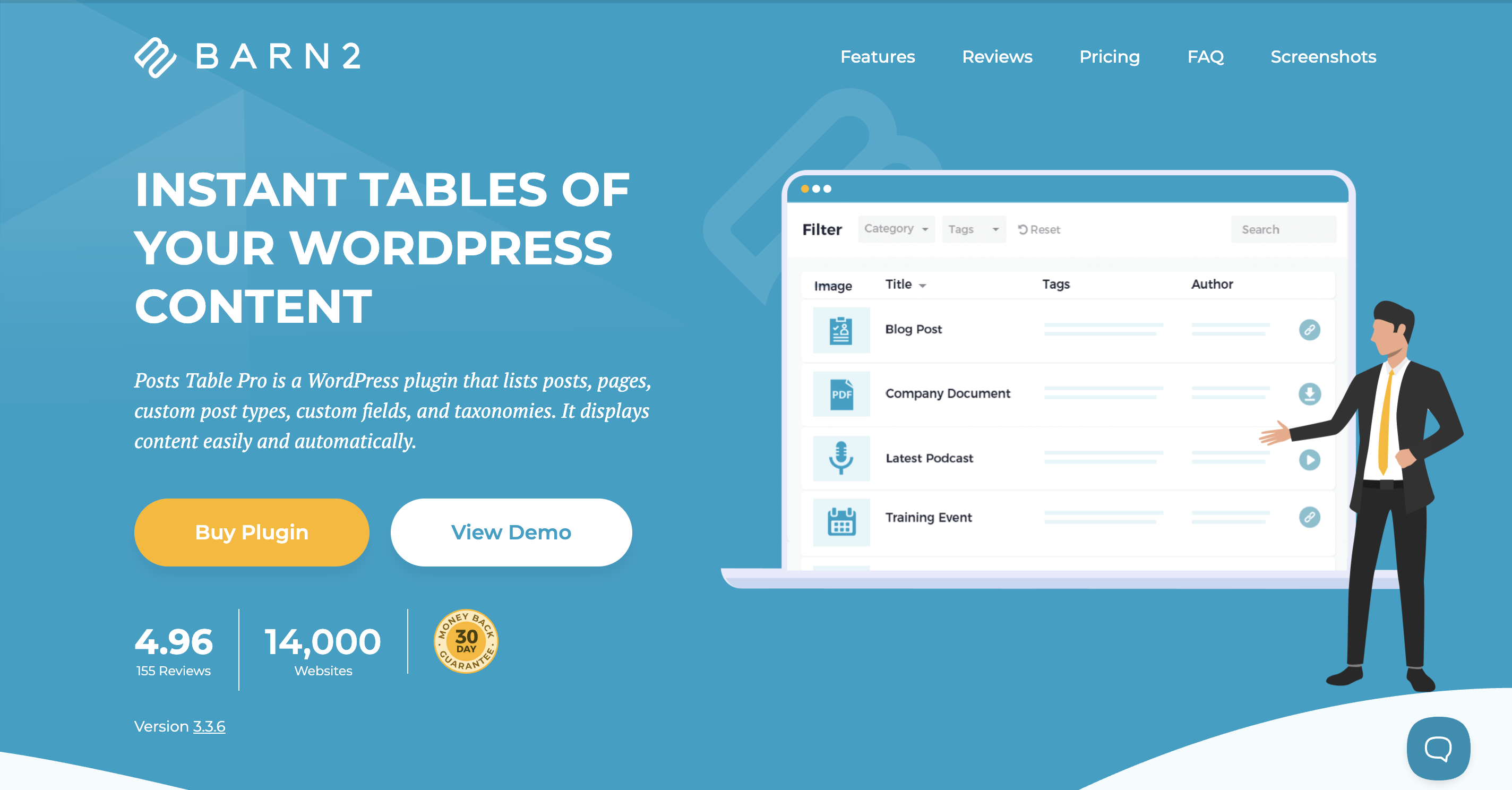 Posts table pro homepage