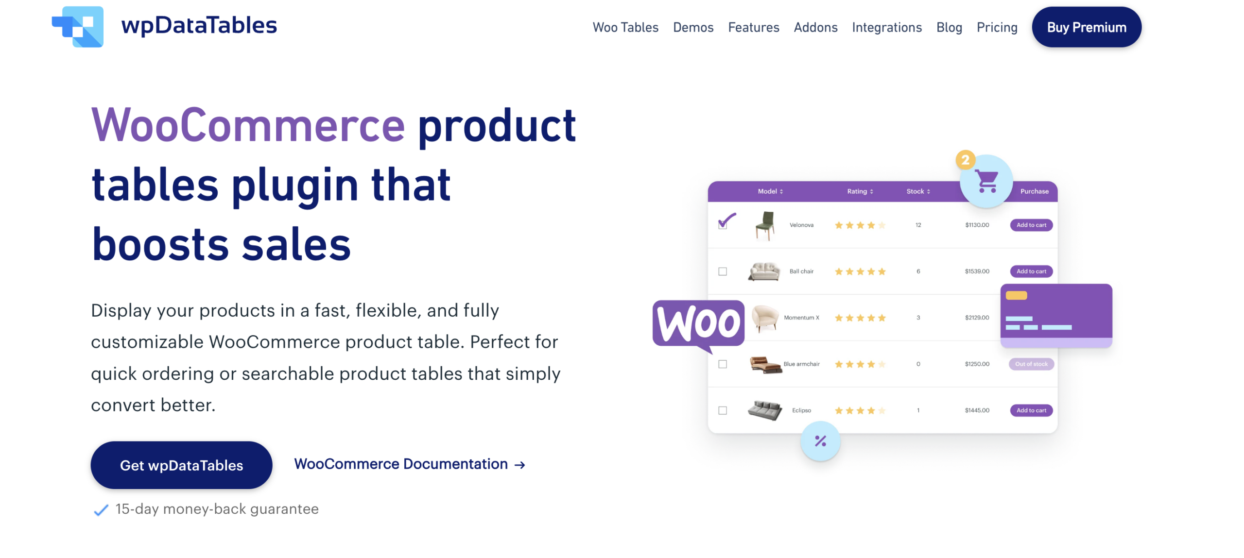 WooCommerce product tables plugin