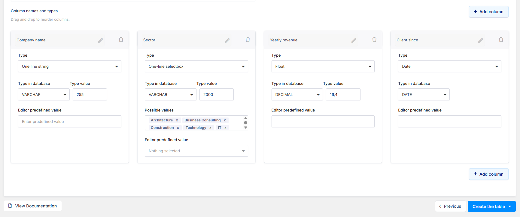 Configuring an example Manual table_result